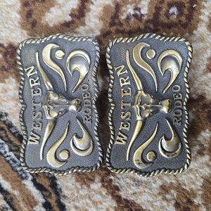 Western Rodeo Belt Buckle Bull Head Cow Horns Cowboy Vintage Retro Style